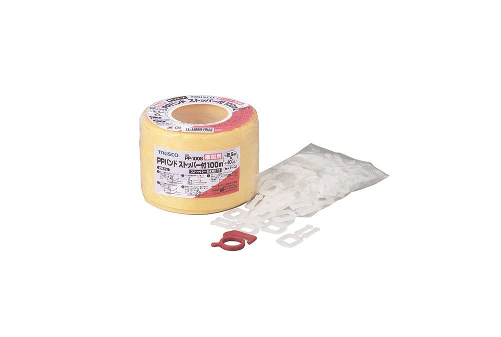 TRUSCO 15.5mm x 100m roll yellow with PP band stopper