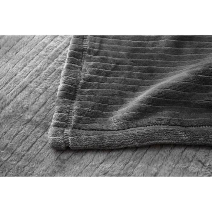 Couverture microflanelle 150x230 cm gris - 360gsm