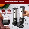 1pc USB Electric Pepper Grinder Adjustable Rechargeable Non-rough Spice Grinder Convenient Automatic Grinder Kitchen Tools
