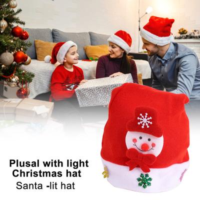 Unisex Christmas Hat Children New Year Party Beanie Battery-operated Luminous LED Light-Up