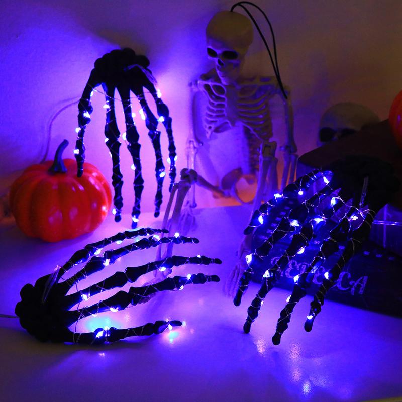Halloween LED Decorative Lights Skeleton Hand Ghost Claw Ghost Festival Copper Wire Light String Horror Atmosphere Light
