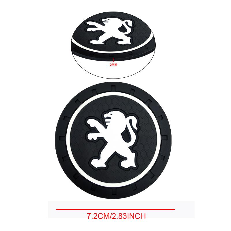 1/2pcs Car Coaster Water Cup Anti-Slip Silicone Pads Interior Accessories For Peugeot 206 207 307 407 408 308 607 508 3008 2008