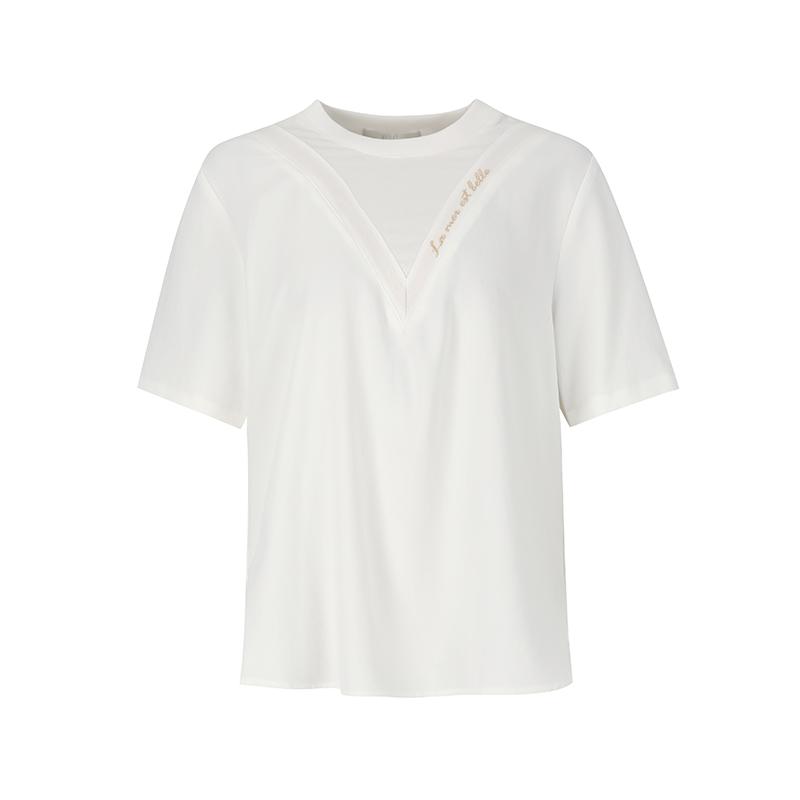 VISITINNEWYORK Lettering Short Sleeve Blouse (Vz7Ss10)