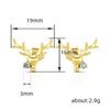 Cao Shi Trendy Christmas Antler Stud Earrings with Micro-Paved Zircon for Women