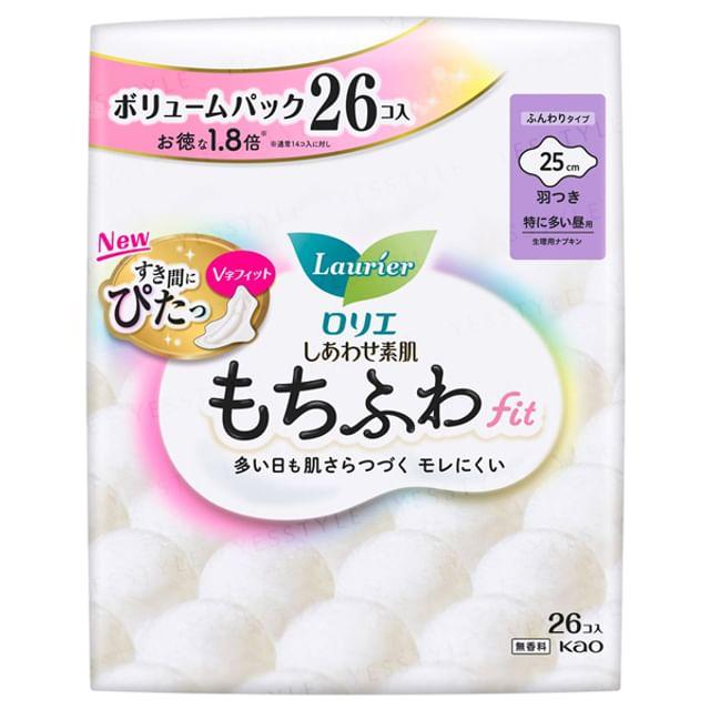 

Kao - Laurier Happy Skin Mochifuwa Fit Объемная упаковка Для обильных выделений Дневное использование 25 см С крылышками 26 pcs