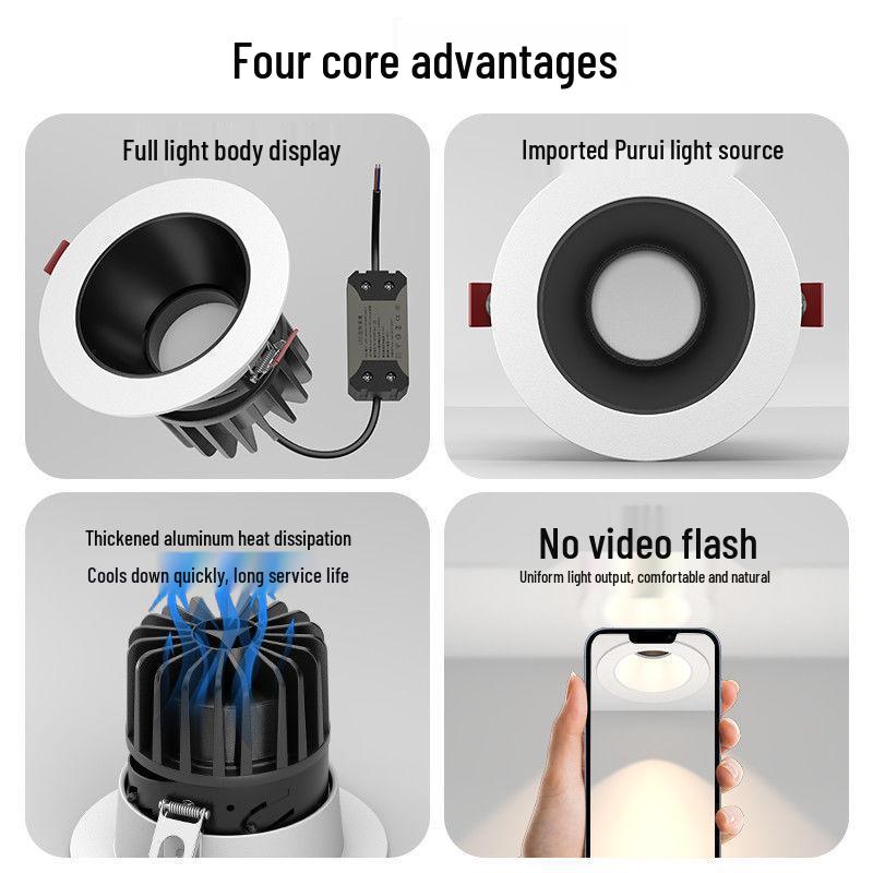 Anti-Glare LED Recessed Wall Washer Downlight, 75-90mm Cutout