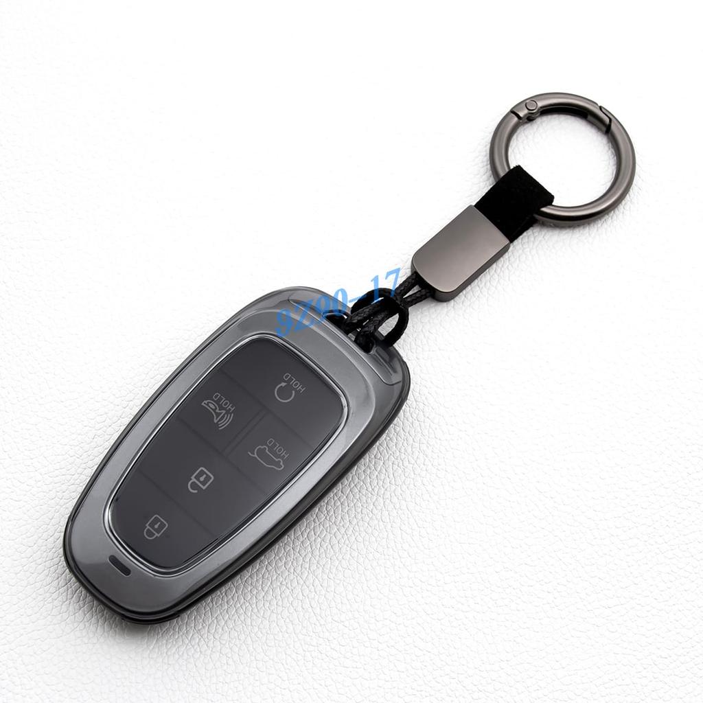 Transparent Black Tpu Car Smart Key Fob Case Cover Keychain Compatible With Hyundai Sonata Tucson Cruz Ioniq 5 Palisade Nexo
