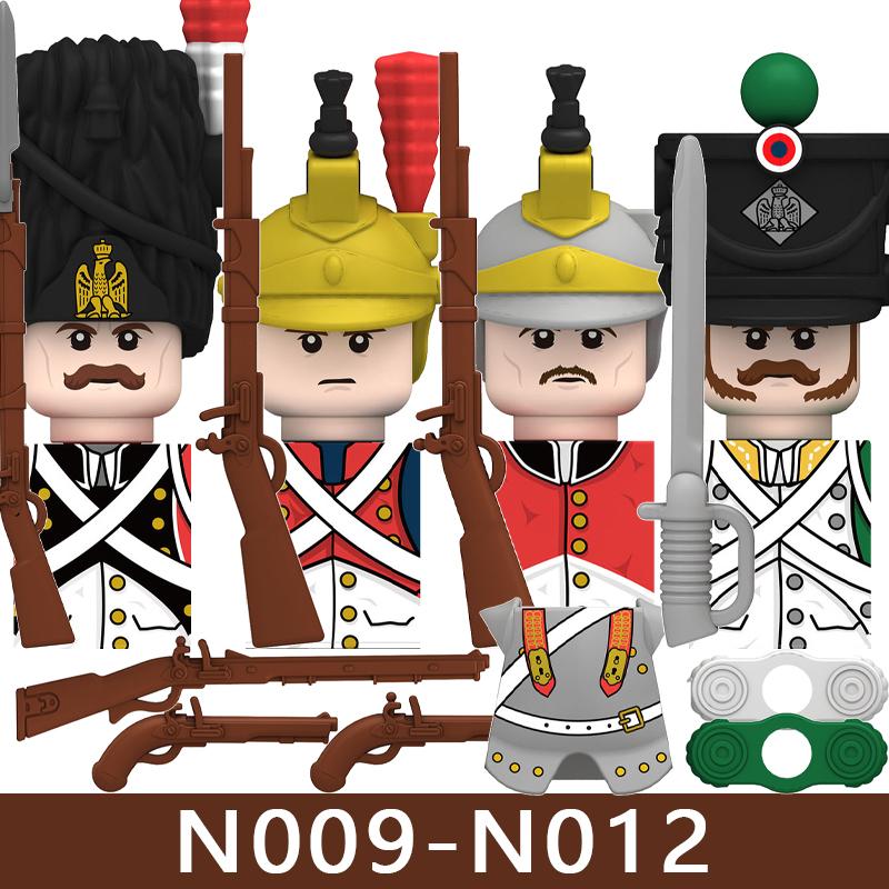 4pcs Medieval Castle Knight Building Blocks MIlitary Napoleon Soldier Figures War Army Legion Accessories Imperial Navy Bricks Toys