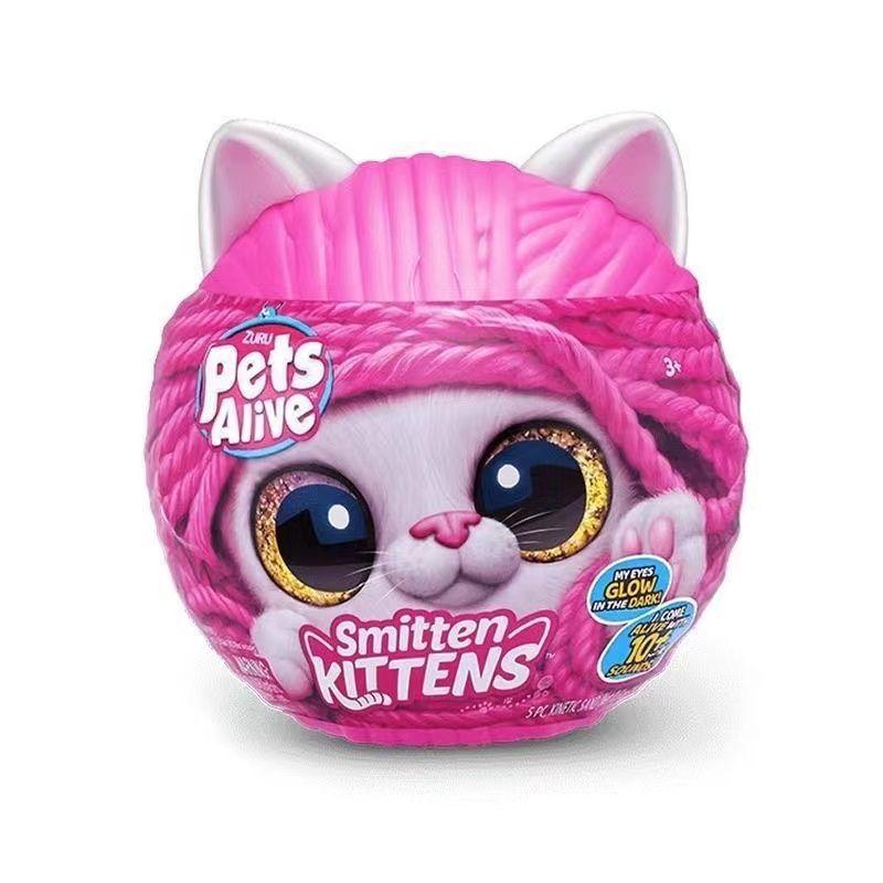 Zuru Pets Alive Smitten Kittens Mystery Blind Box Glow In The Dark Collectible Plush Cat Stuffed Toy For Girls Birthday Gift