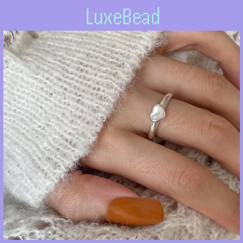 Exquisite White Shell Heart Ring For Women Stylish Elegant Geometric Adjustable Copper Jewelry