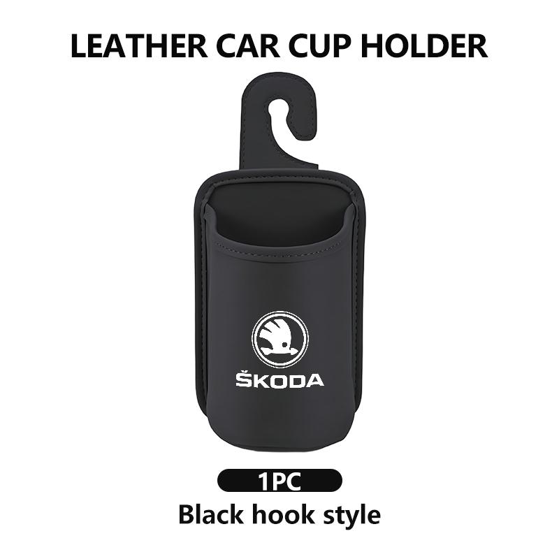 Für Skoda Leder Auto Wasserbecherhalter Innen Getränkehalter Organizer Zubehör Fabia 1 2 Octavia a7 RS Superb Rapid Yeti Karoq