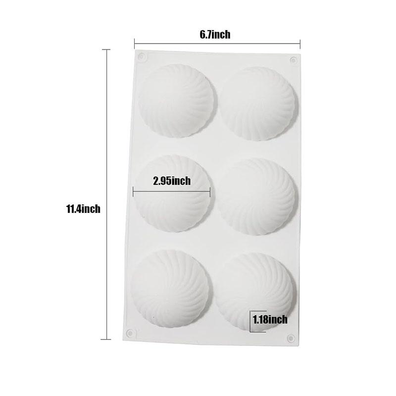 6 Cavity Spiral Shape Silicone Mold Semi Sphere Mousse Cake Baking Pan Chocolate Cheesecake Jelly Dessert Kitchen Bakeware Tools