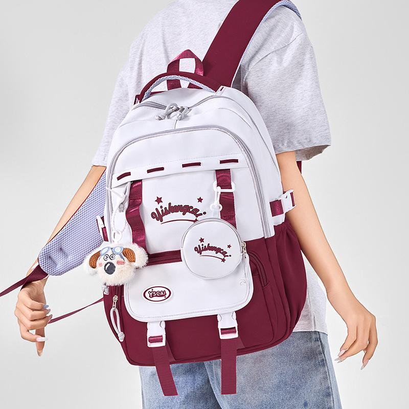 Schoolbag Korean Version Cute Schoolbag Junior High School Student Large Capacity Simple Fashion Versatile Computer Backpack High School Student 