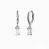 French Emerald Geometric Hoop Stainless Steel Earrings for Women Party Jewelry Accessories Trendy Zircon Crystal Drop Earring