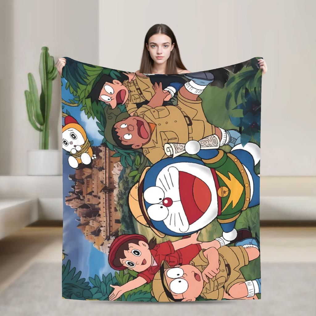 Doraemons Flannel Blanket  Soft Warm Throw Blanket for Home Decor Travel Funny Bedspread Sofa Bed Cover