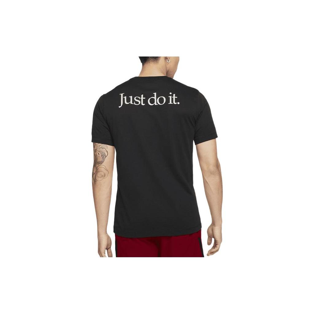 Nike Logo Print Solid Color Training Short Sleeve T-Shirt Men Tops Black DJ6232-010