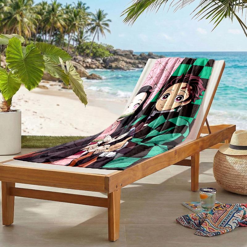 Tanjirou Nezuko Fashion Beach Towel: Ideal for Summer Adventures Soft, absorbent and quick drying suitable for swimming and bathing