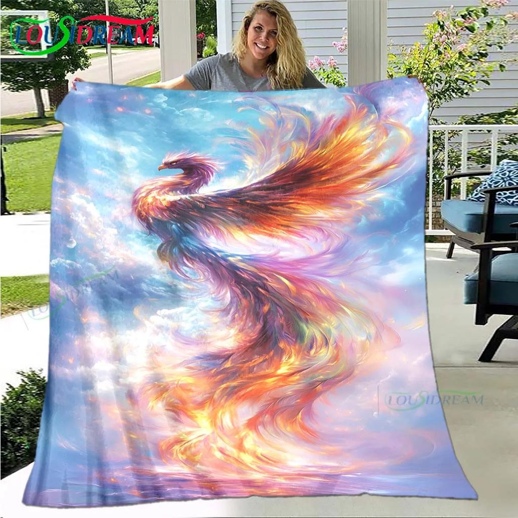 3D Popular Mythical Beast Phoenix Blanket,Flannel Throw Blanket for Home Bedroom Bed Sofa Picnic Office Hiking Leisure Nap Gift