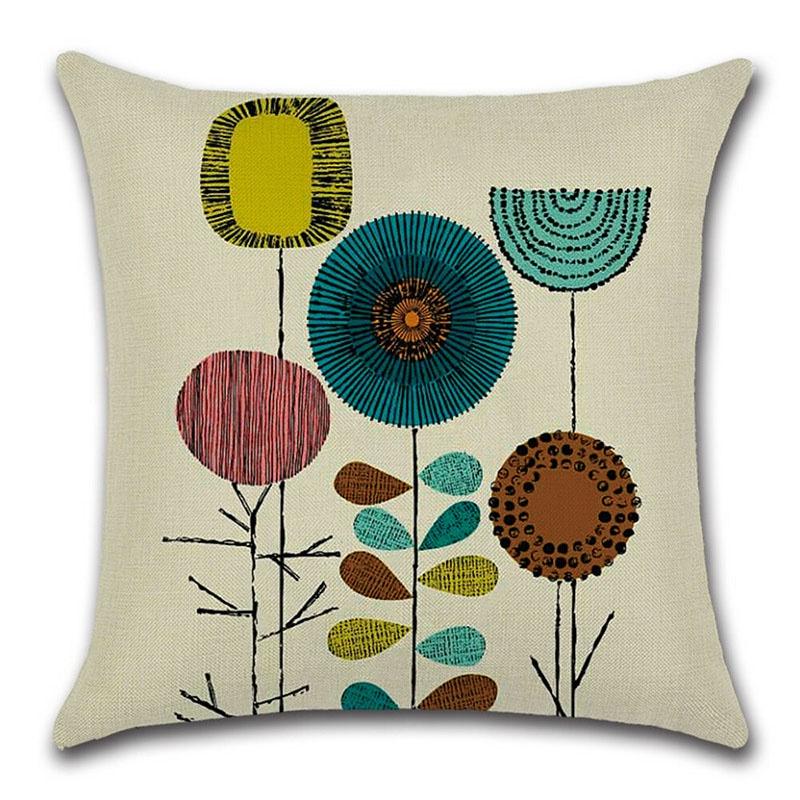 Elegant Fashion Flower Cotton Linen Cushion Cover For Home Bed Sofa Decor 45cm