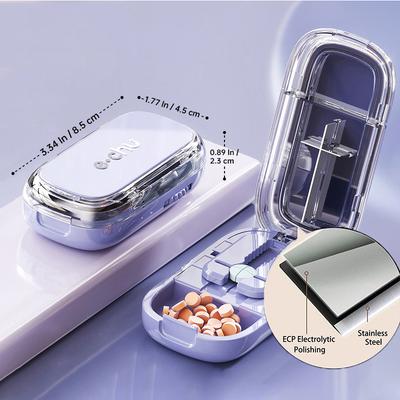 Newest Quartering Pill Cutter Portable Precise Drug Tablet Pills Splitter Storage Box Organizer for Travel Home Medicine Divider