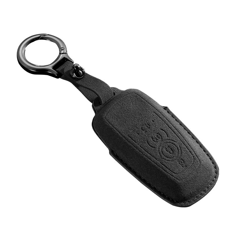 Genuine Leather Auto Key Fob Cover Fit For Ford Fusion Mustang Explorer F150 F250 F350 Ecosport Edge S-Max Ranger Lincoln Mondeo Key Ring Accessoy