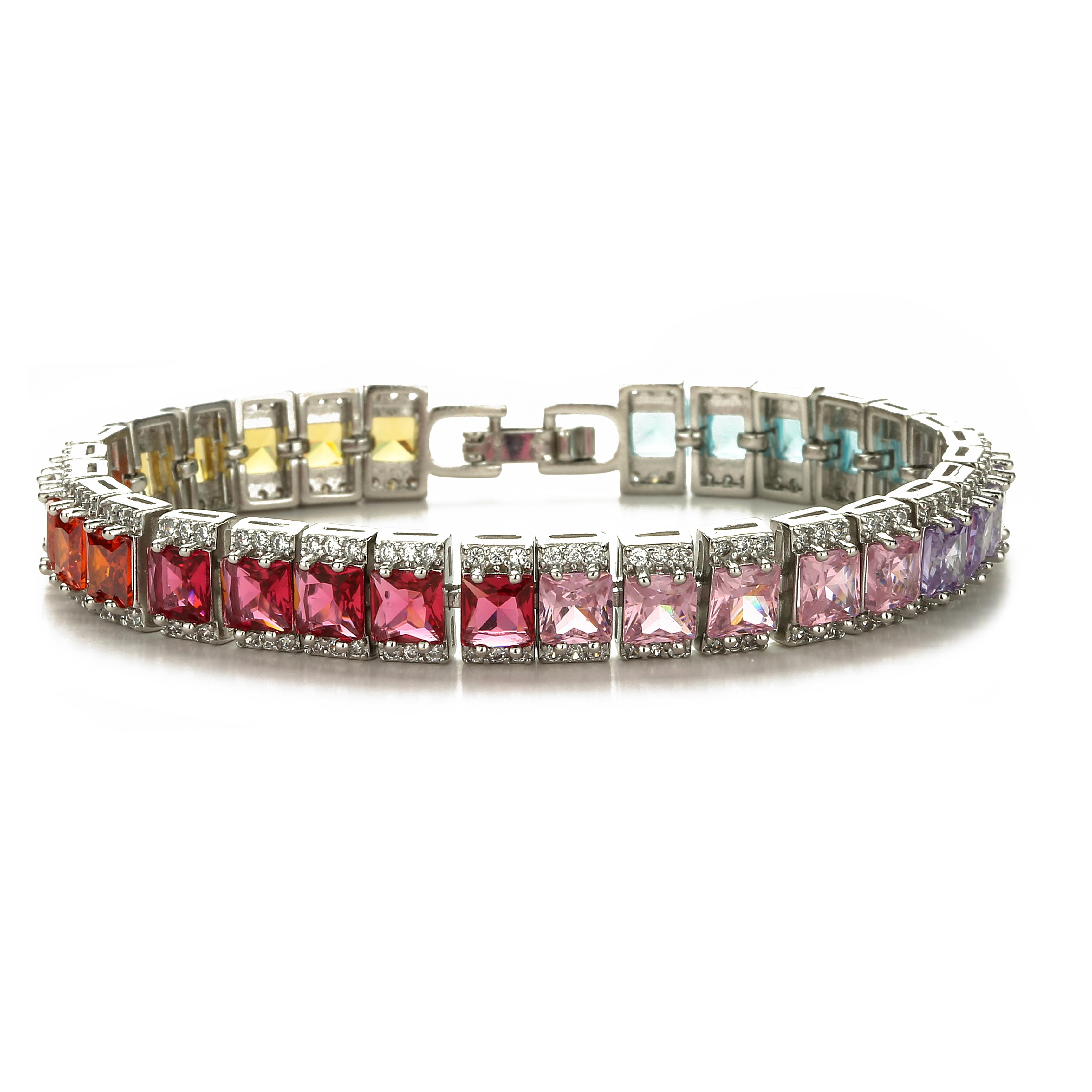

HECHENG,Shiny Zircon Tennis Bracelet Pretty Colorful Fine Zircon Chain For Women Full Cubic Zirconia Bangle Fashion Zircon 17.5cm