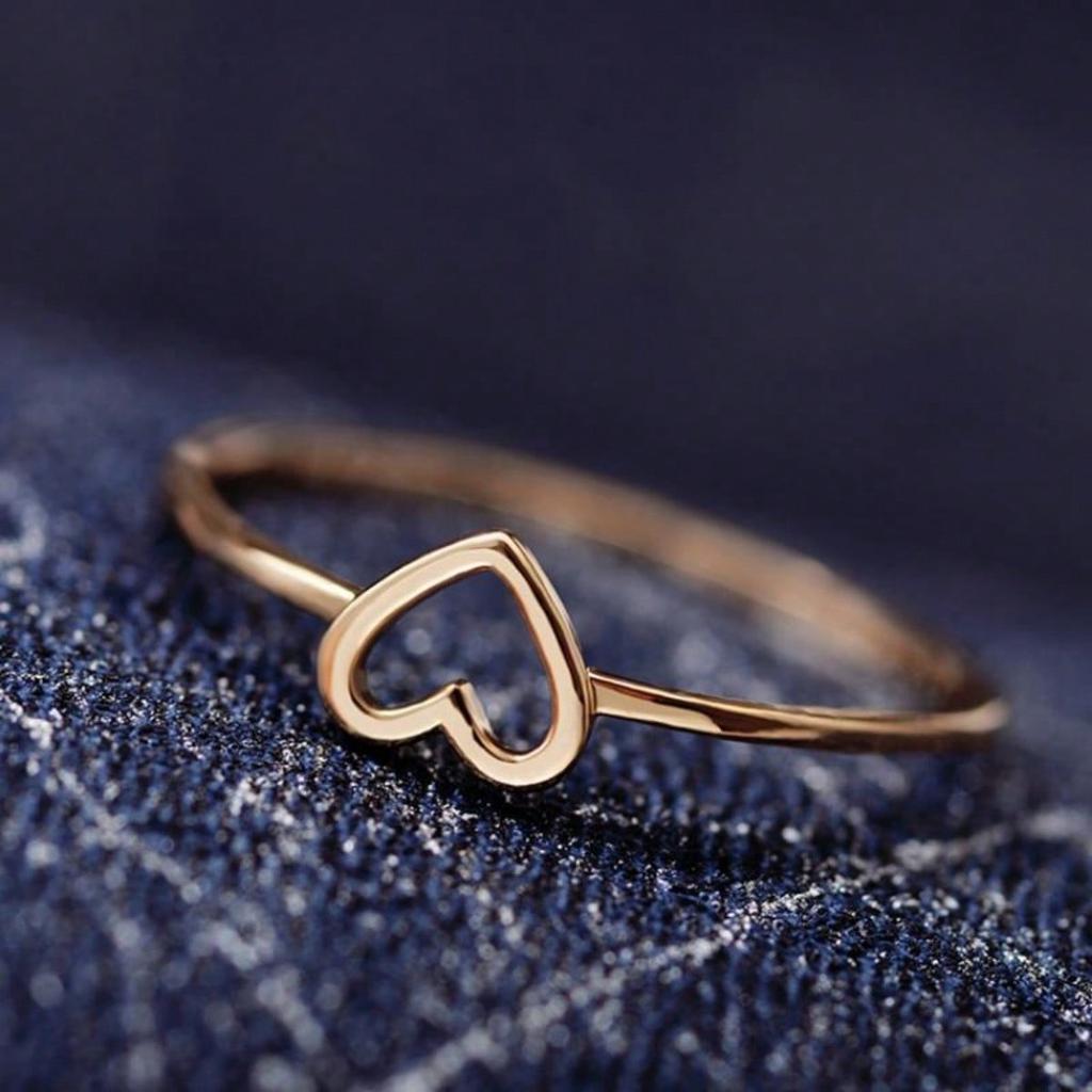 Minimalist Hollow Heart Ring, Copper Ring