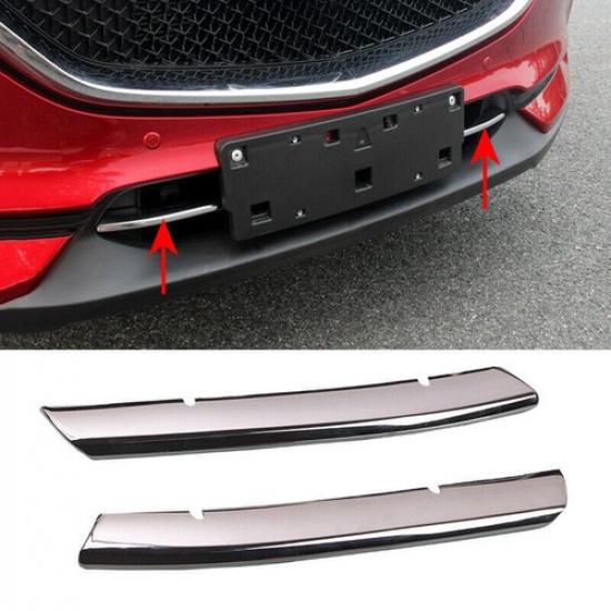 2P ABS Chrome Front Bumper Lower Grille Strip Cover Trim For Mazda CX-5 17-