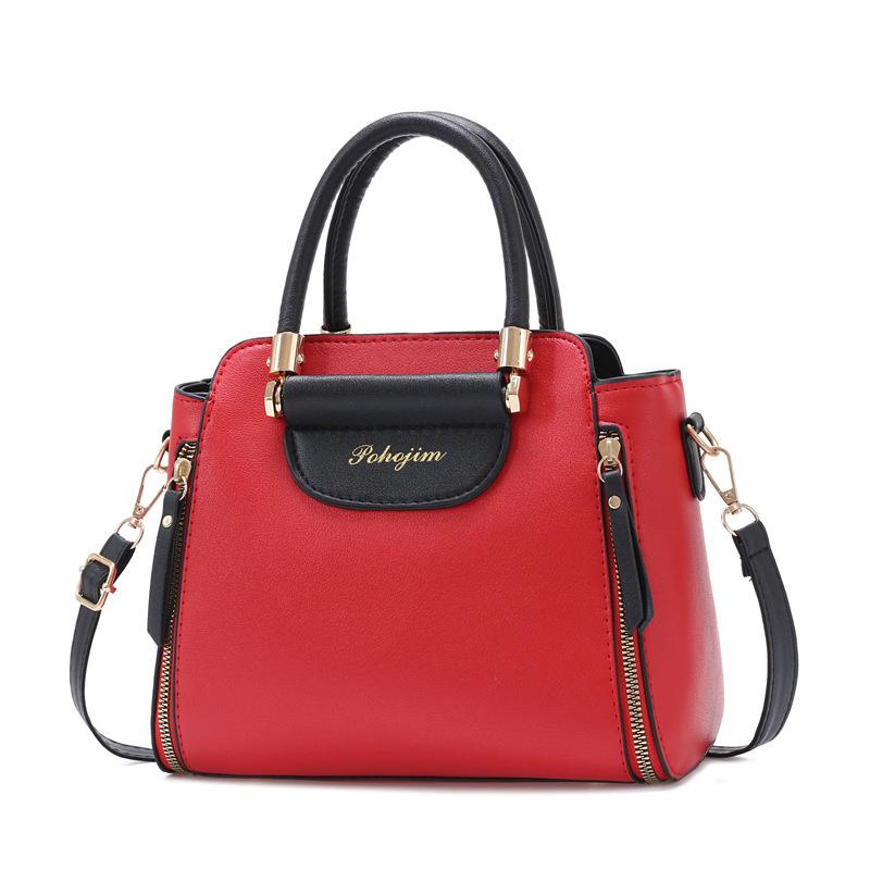 

Bag women s new fashion color matching handbag large capacity shoulder messenger bag красный