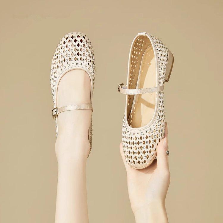 Breathable Hollow Mary Jane Women's Shoes 2025 Summer New Versatile Summer Mother Mesh Shoes Sandals Mesh Shoes Women