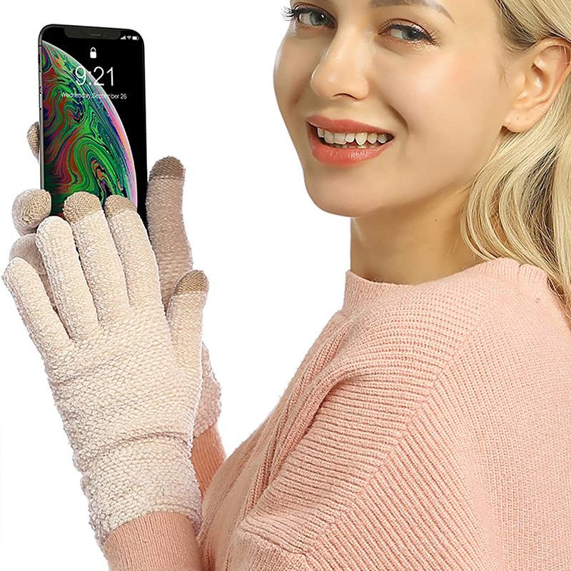 Chenier gloves women's winter outdoor cold and warm knitted gloves adult five-finger gloves men