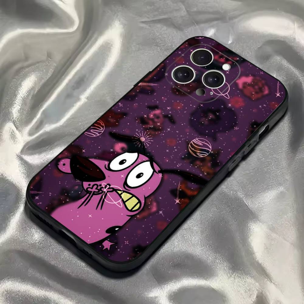 

C-court the C-Cowardly Dog Phone Case For iPhone 16,15,14,13,12,11,Pro,Max,Plus,X,XS,SE4,E,Mini,Soft Black Case iPhone12mini