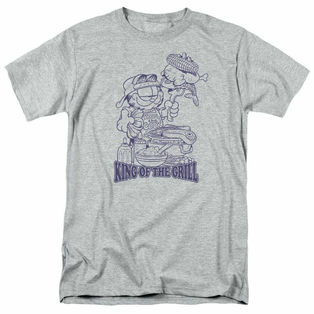 Garfield King Of The Grill T Shirt Mens Licensed Jim Davis Comics Tee Sport Gray L
