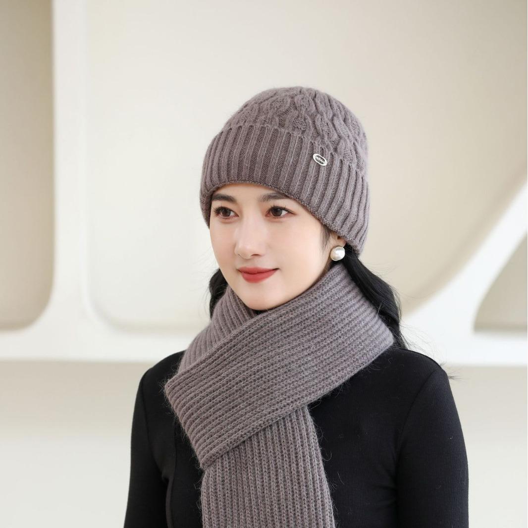 

New Style Mom Hat Plus Velvet Thickened Knitted Hat for Winter Warm Rabbit Fur Casual Cold proof Wool Hat One size