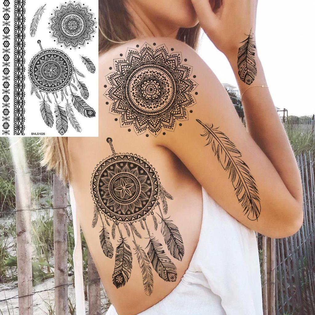 Cross Henna Art Temporary Tattoo Sticker for Arm and Neck