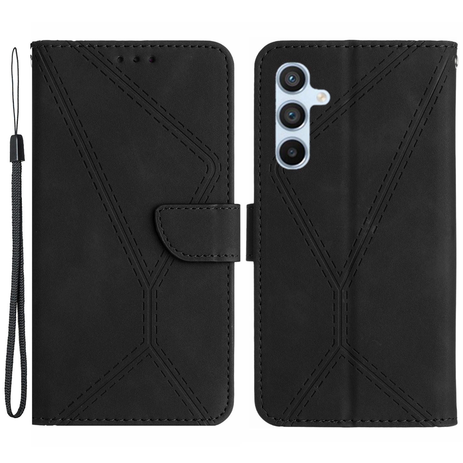 

HT05 Для Samsung Galaxy A25 5G (Глобальный) (161,0 х 76,5 х 8,3 мм) Чехол для телефона из ПУ кожи, приятный на ощупь, подставка, кошелек, чехол с тиснением Black