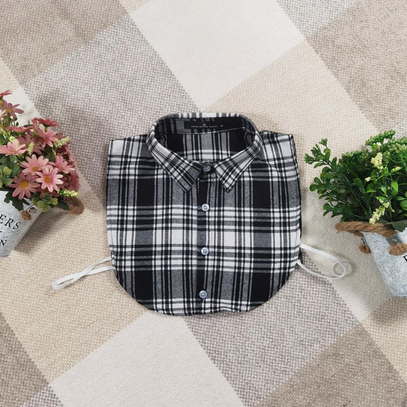 Plaid Women Shirt False Collars White  Removable Lapel Collars For Women Fake Collar Women Detachable Collars Nep Kraagie