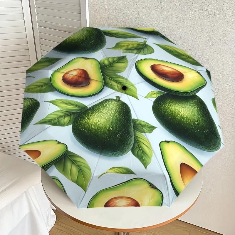 1PC Avocado LeafUmbrella-8-Rib Reinforced, Automatic Open, Lightweight & Durable, Cute Fashion Accessory for Outdoor-P177