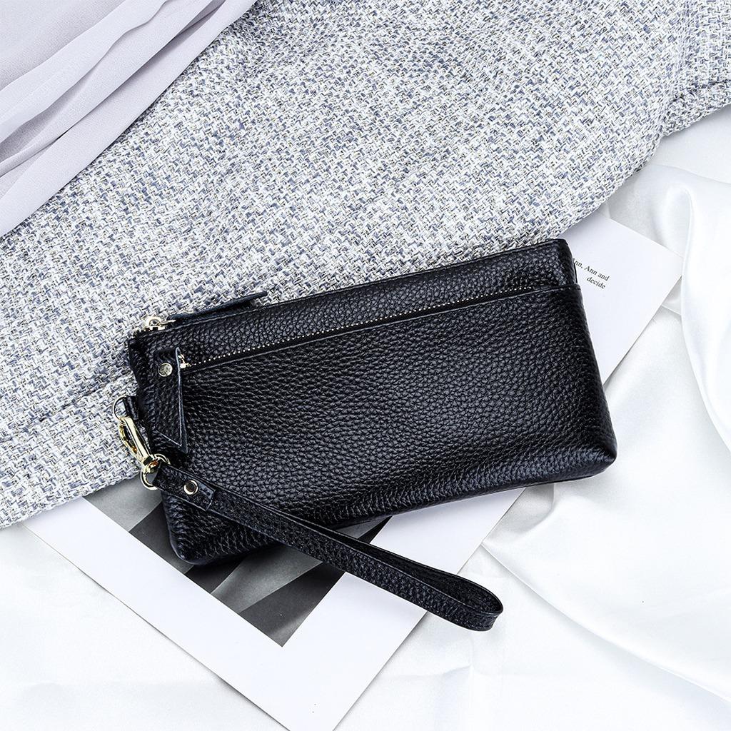 

Ladies Wristlet Purse Soft Long Clutch Wallet Top Grain Leather Wallet Multi-Compartment Large Capacity Wallet For Dating Daily