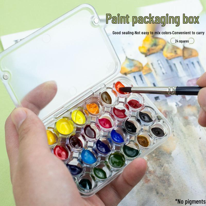 Portable 24-Color Watercolor Paint Box with Moisturizing, Magnetic Seal, and 0.8ml Capacity