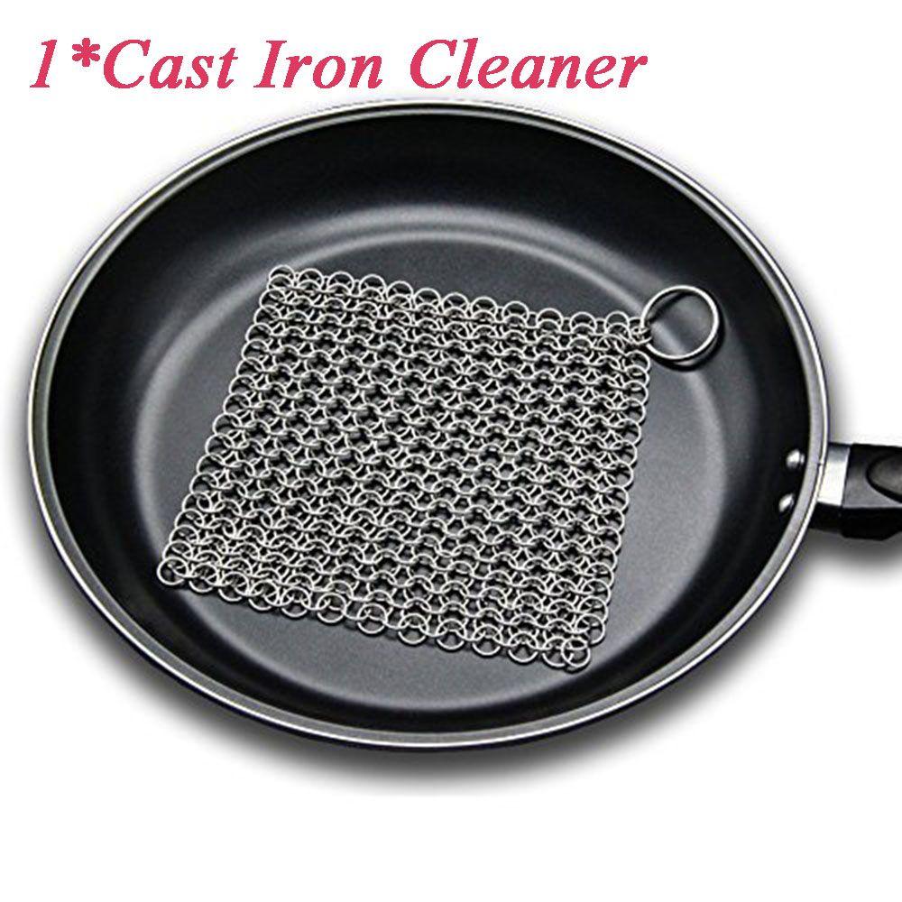 Scrubber Durable Chainmail Square Cleaning Cast Iron Cleaner Stainless Steel Kitchen Tool Pan Brush