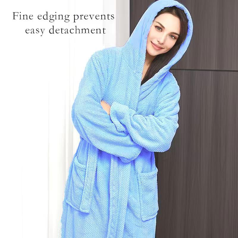 

Халат банный унисекс из кораллового флиса Merbau с капюшоном - Мягкий, впитывающий, быстросохнущий, всесезонный стиль для пар. One size (Length 110)