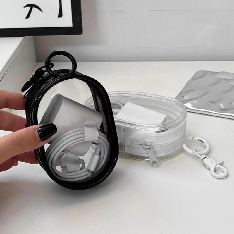 Multifunctionele Doorzichtige Kabel Opbergtas met Ophanghaak Draagbare Transparante Ritszak Reizen Doorzichtige Cosmetische Tas voor Kabels