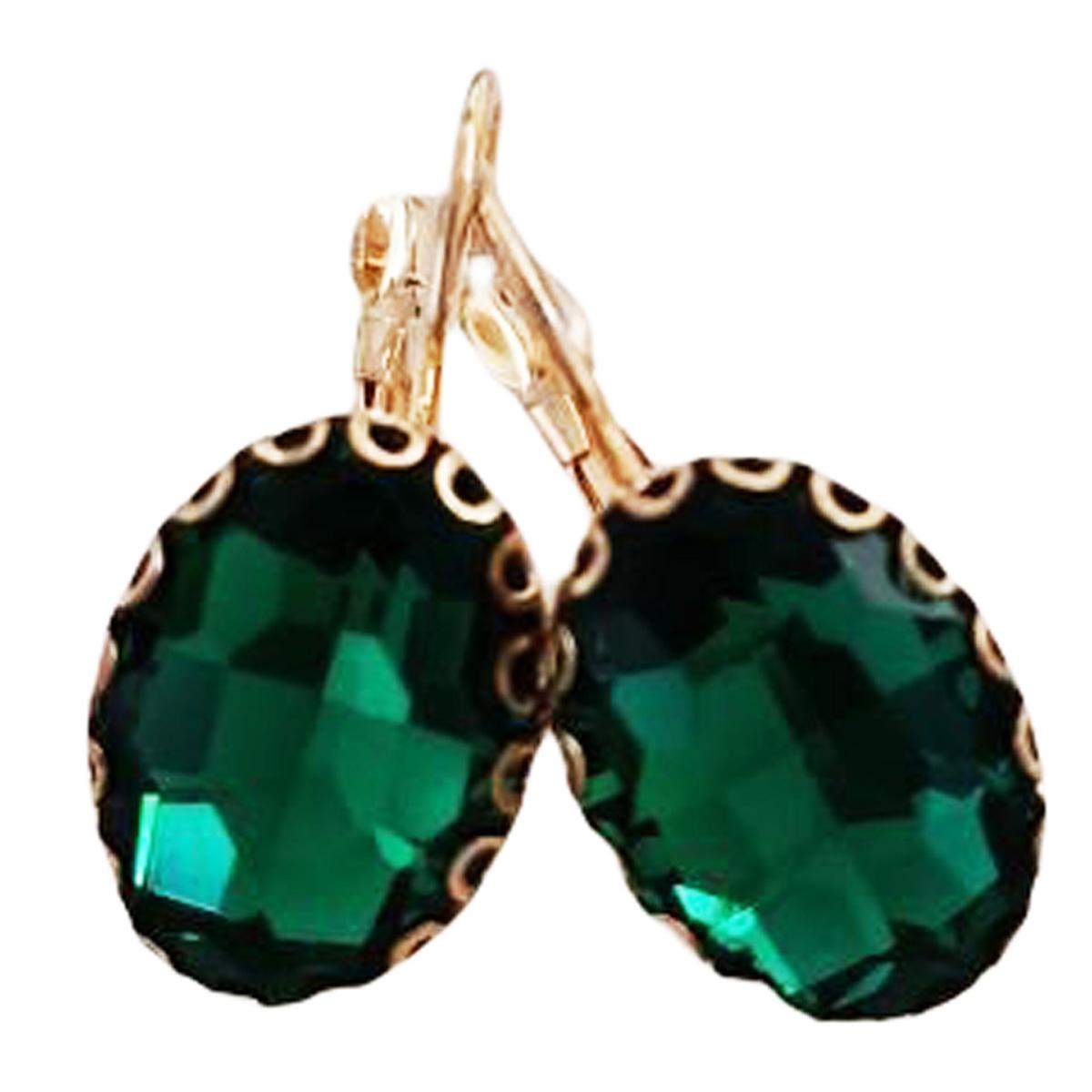 

Les Trésors De Lily [R7536] - Dormeuses créateur Sissi vert doré - 13x10 mm