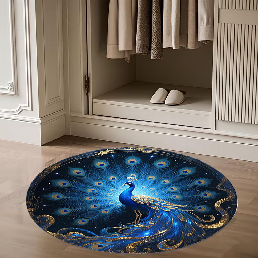 1pc Home Carpet Peacock Design Non-slip Rug for Office Decor and Living Room Gift Ideas