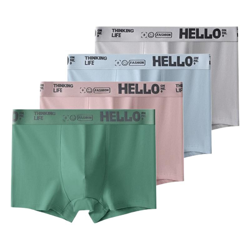4Pcs Men's Underwear Comfortable Boxer Briefs Teenager Undershorts Breathable Antibacterial Shorts