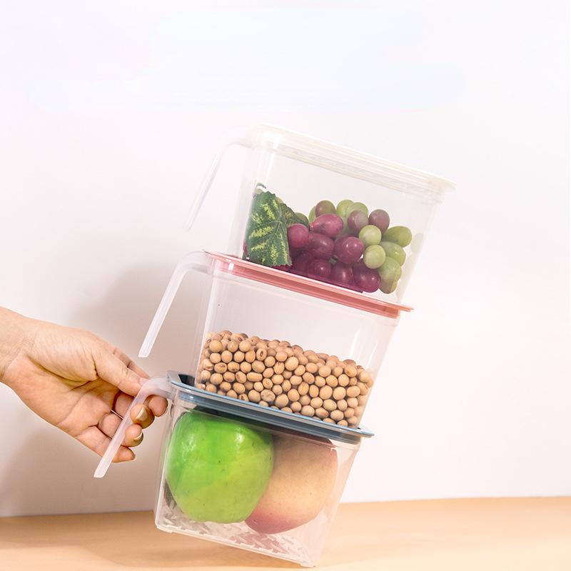 Large-capacity Kitchen Refrigerator Storage Box with Lid Handle Plastic Sealed Fresh-keeping Box Food Storage Containers