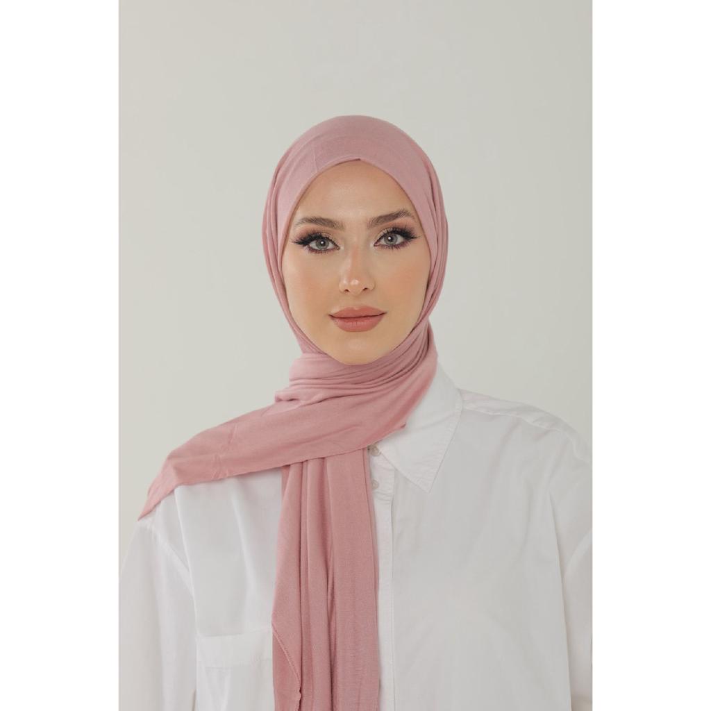 Șal negru din bumbac pieptănat de lux - șal hijab din lycra din jerseu pentru femei