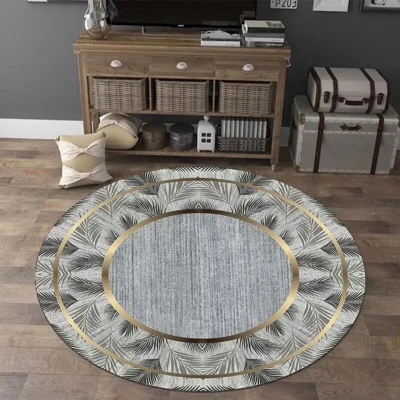 European Style Luxury Round Carpet Home Decoration Living Room Non-slip Large Rugs Bedroom Cloakroom Floor Mats