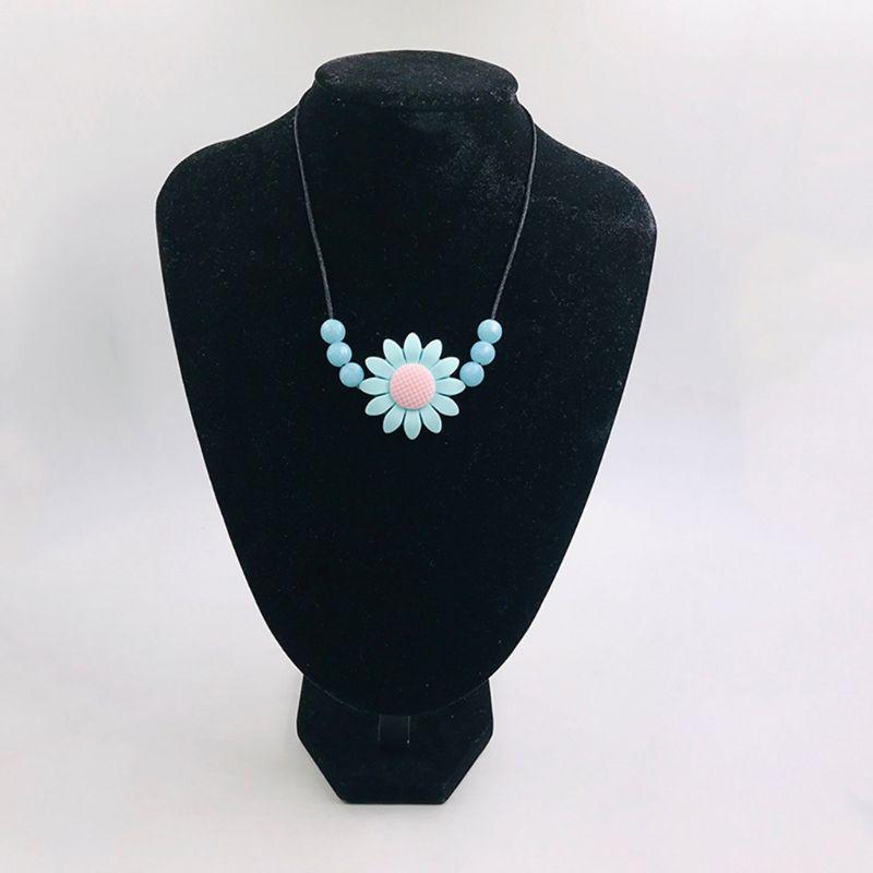 Sunflower Baby Teether Necklace Silicone Pendant Beads Teething Nursing Toys